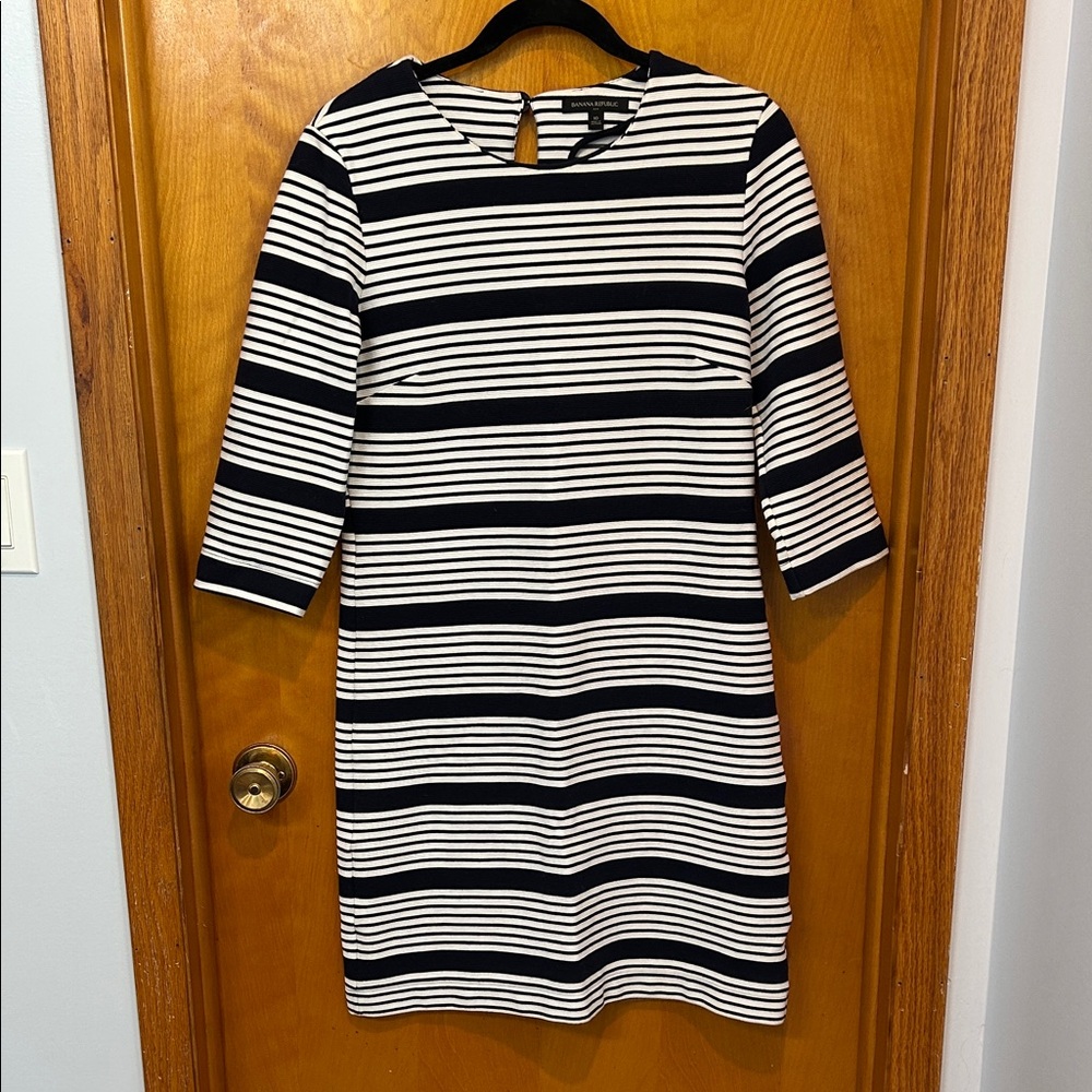 Striped Navy and White Banana Republic Dress